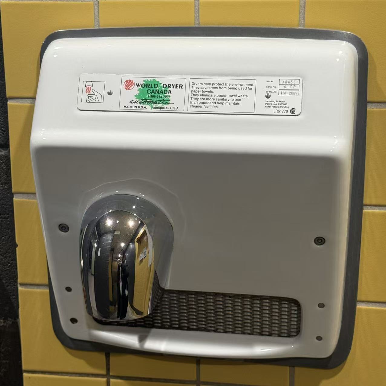 The sound of a hand dryer