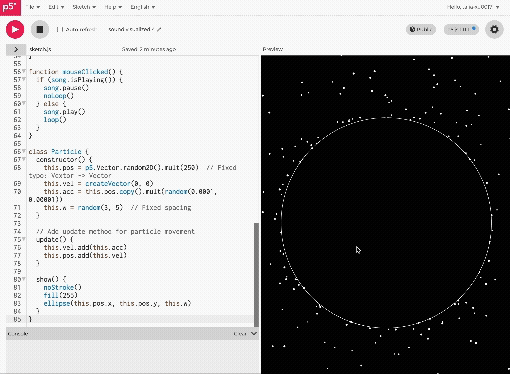 Audio visualized 4, adding particels effect. Here is the link, it might required some time to load:https://editor.p5js.org/talia-xu0017/full/JmWosweEP